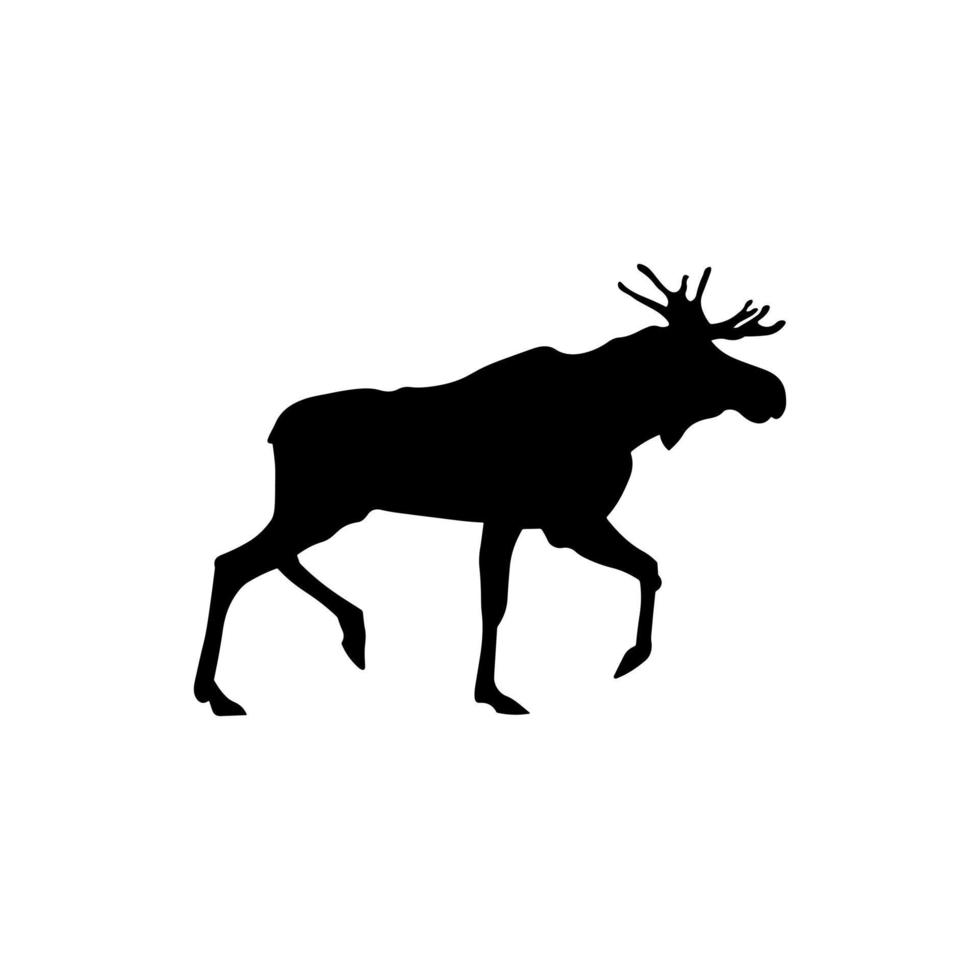 Illustration Silhouette Vector of Moose Isolated White Background