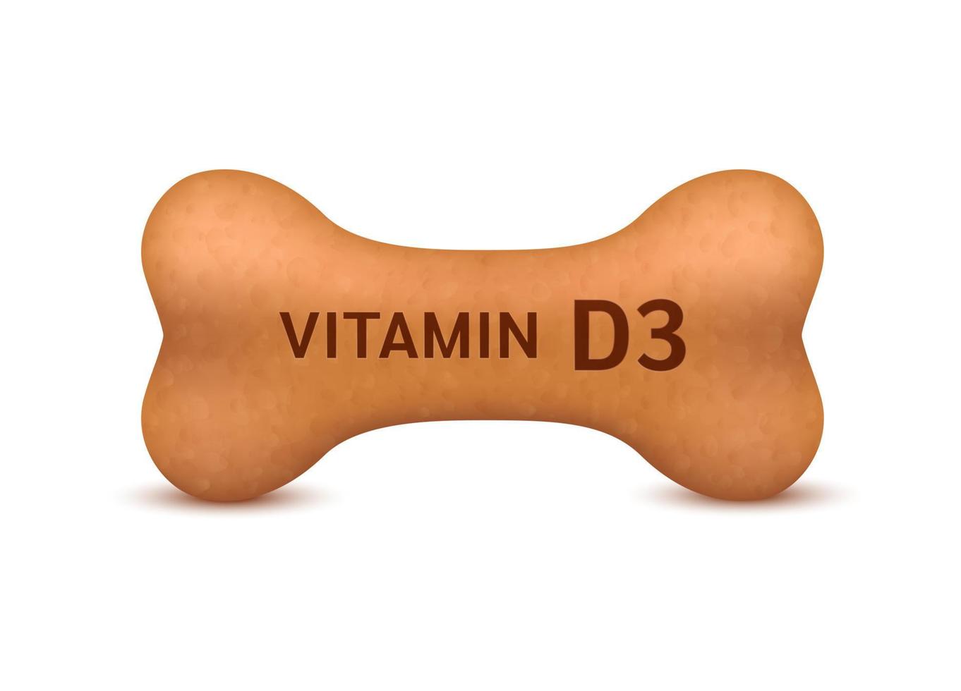 Alimento seco en forma de hueso para gatos y perros con vitamina d3 suplemento dietético huesos artritis canina artrosis. sobre un fondo blanco vector 3d. puede utilizar para la publicidad de alimentos para mascotas.