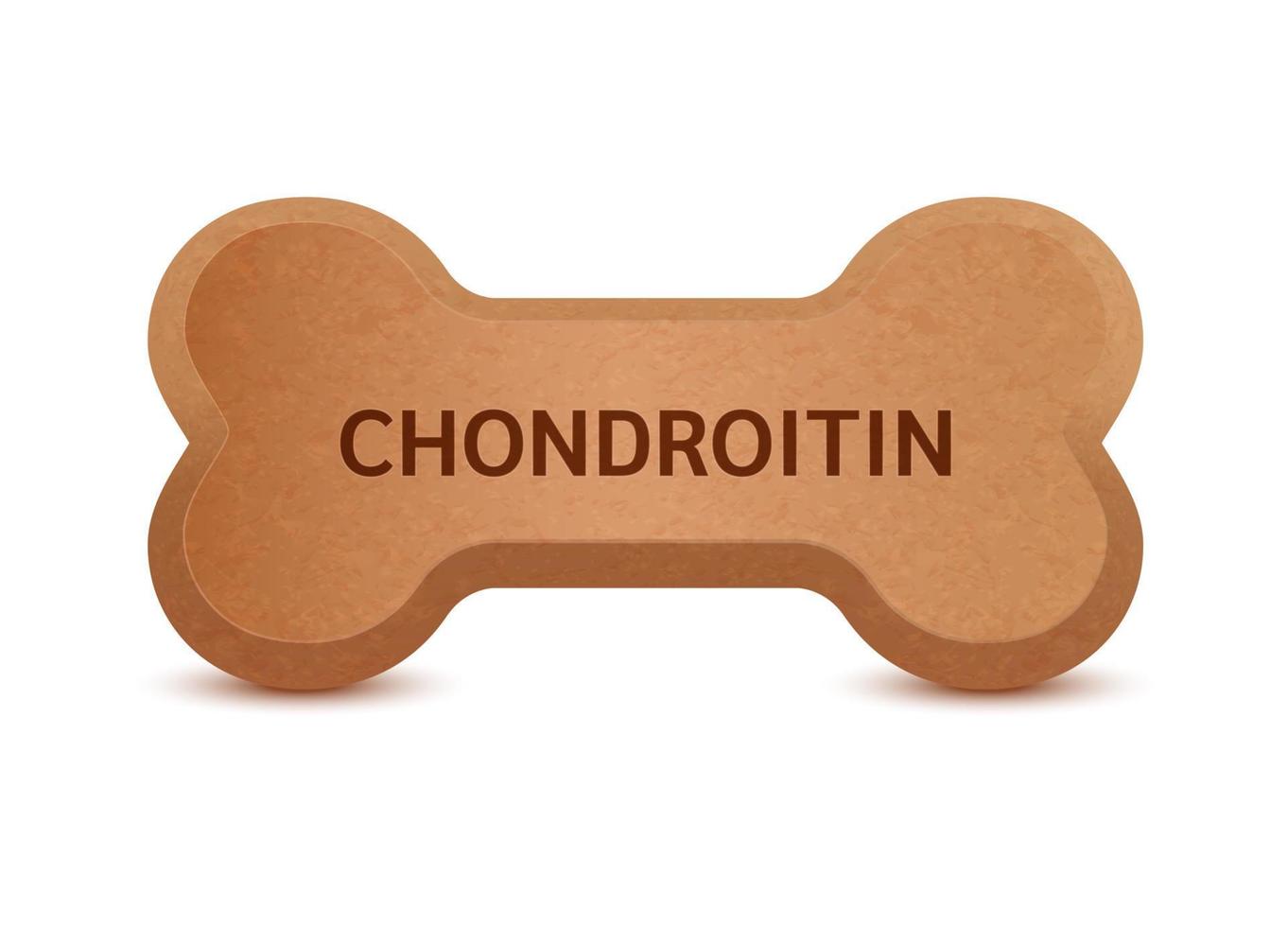 Bone shaped dry food for cats and dogs with chondroitin dietary supplement bones canine arthritis osteoarthritis. On a white background vector 3D. Can use for advertising pet food.