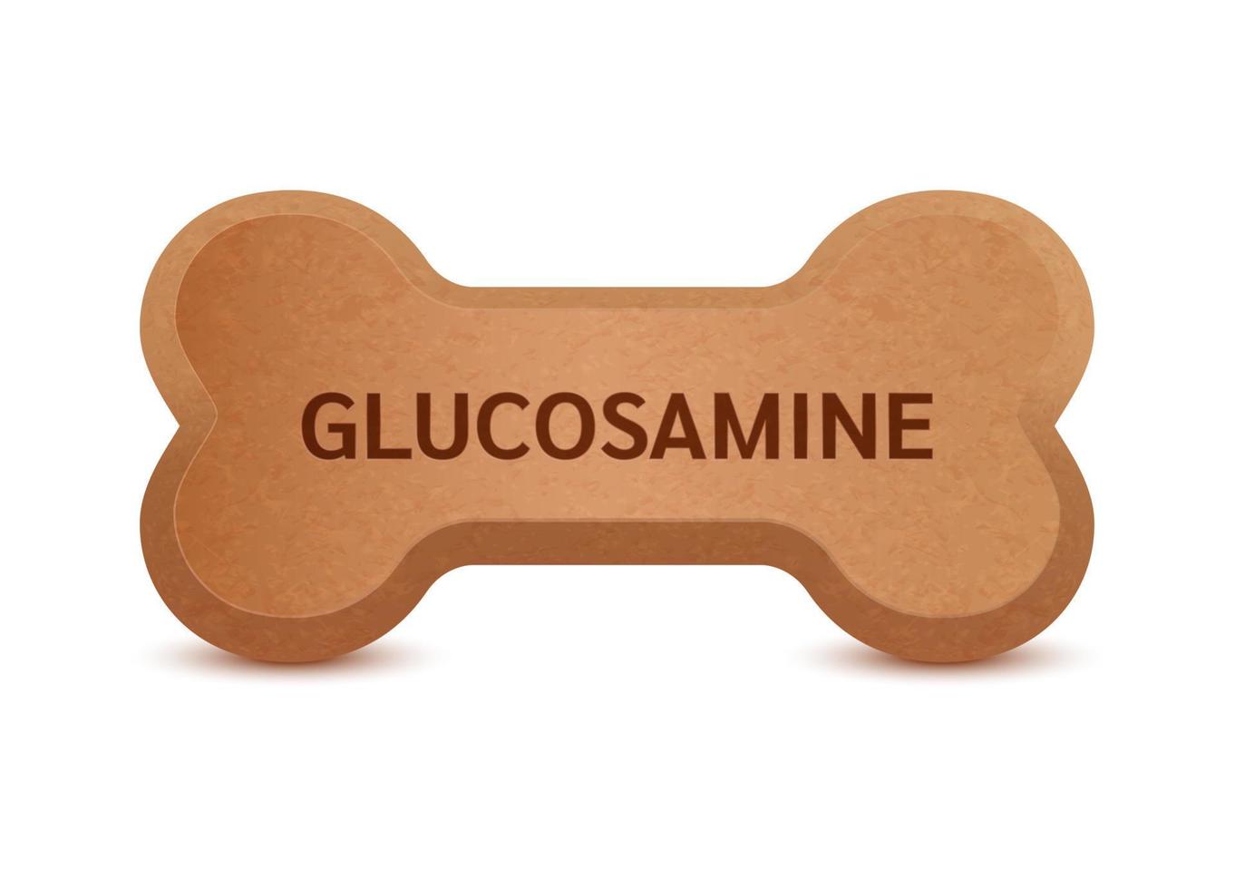 Bone shaped dry food for cats and dogs with clucosamine dietary supplement bones canine arthritis osteoarthritis. On a white background vector 3D. Can use for advertising pet food.