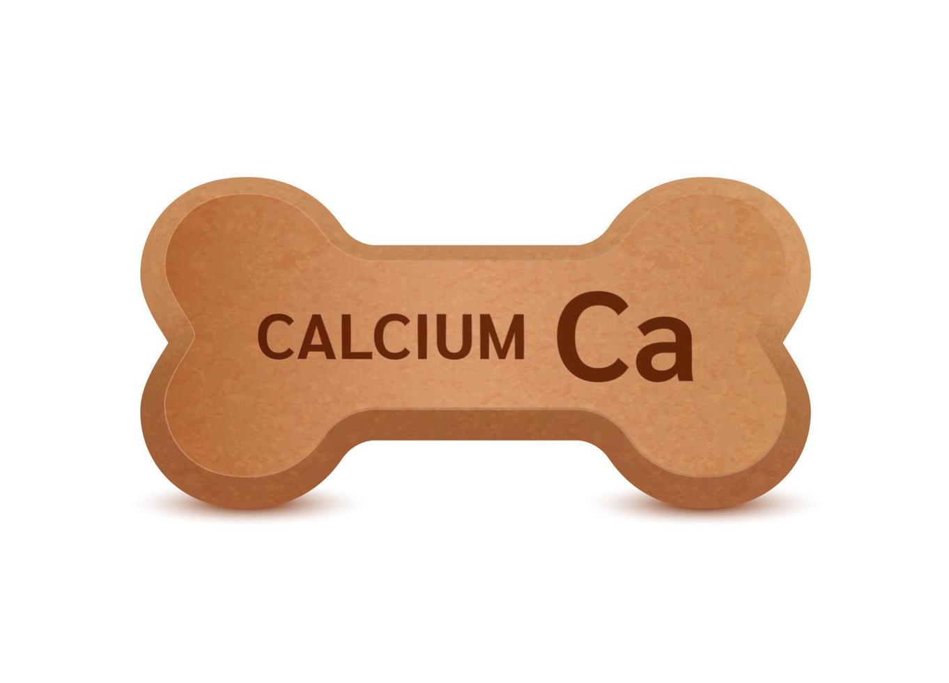 Bone shaped dry food for cats and dogs with calcium dietary supplement bones canine arthritis osteoarthritis. On a white background vector 3D. Can use for advertising pet food.