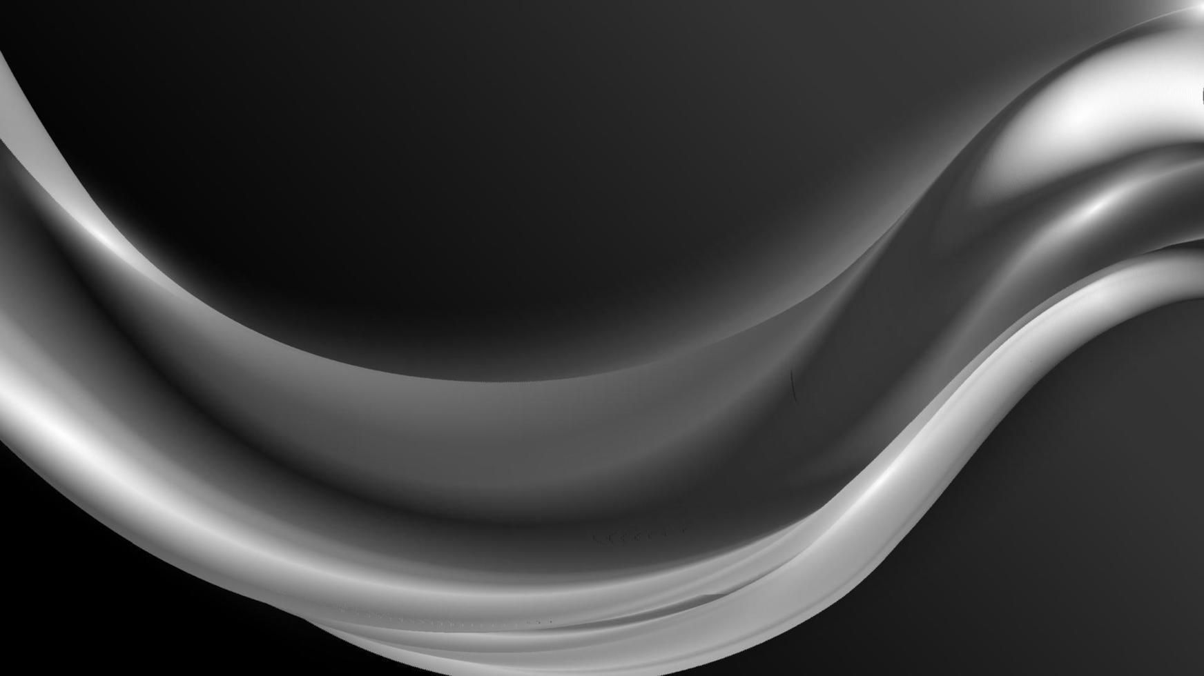 Abstract 3D black and white liquid wave shape on dark background and texture vector