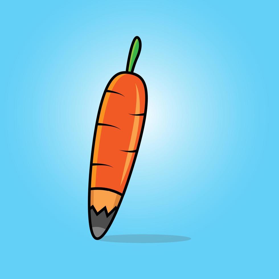 This logo or icon combination of pencil with carrot. Suitable for education logo, bookstore, kindergarten, mobile apps, and web design. vector