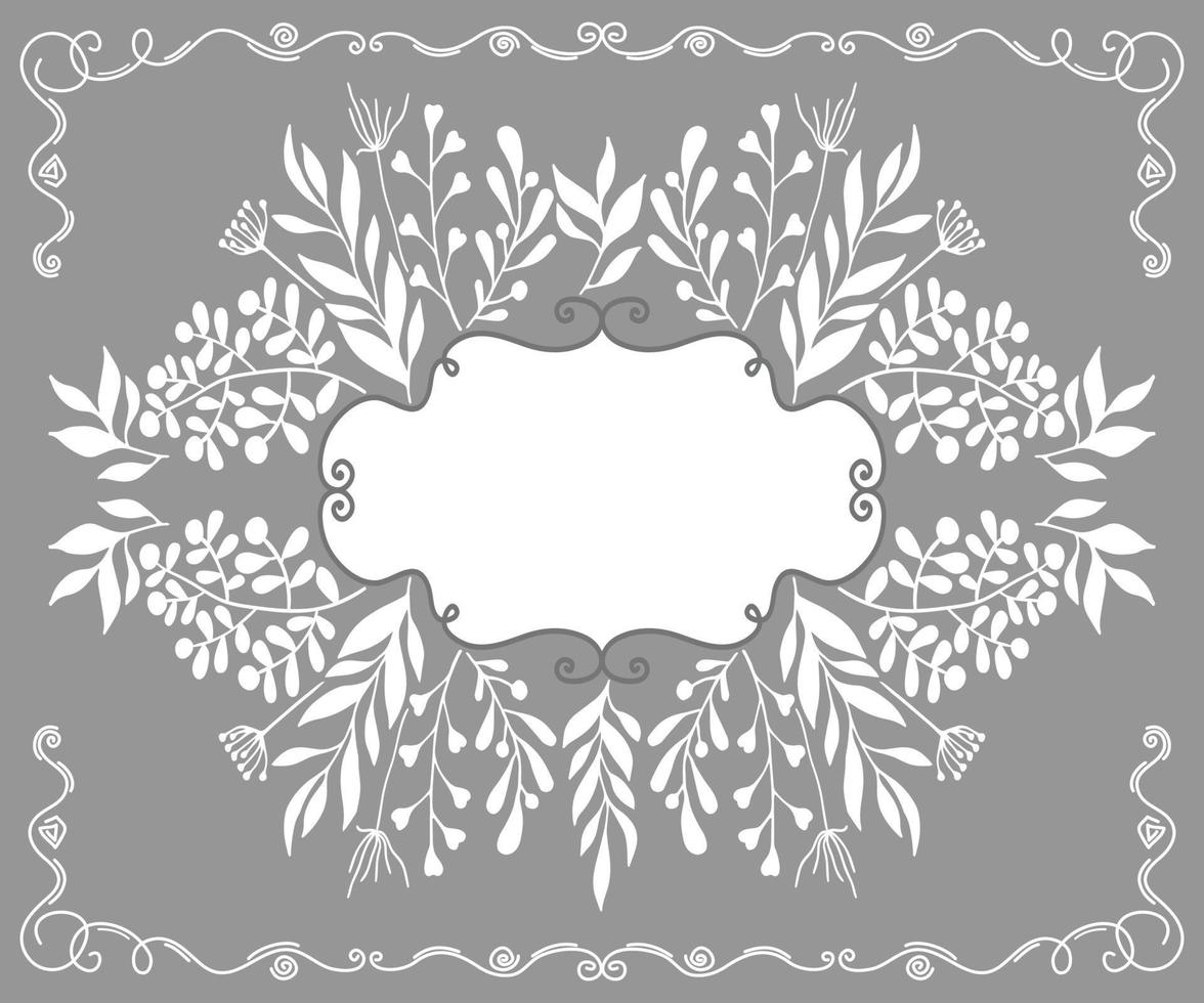 Vector vintage background with floral pattern and template for text.