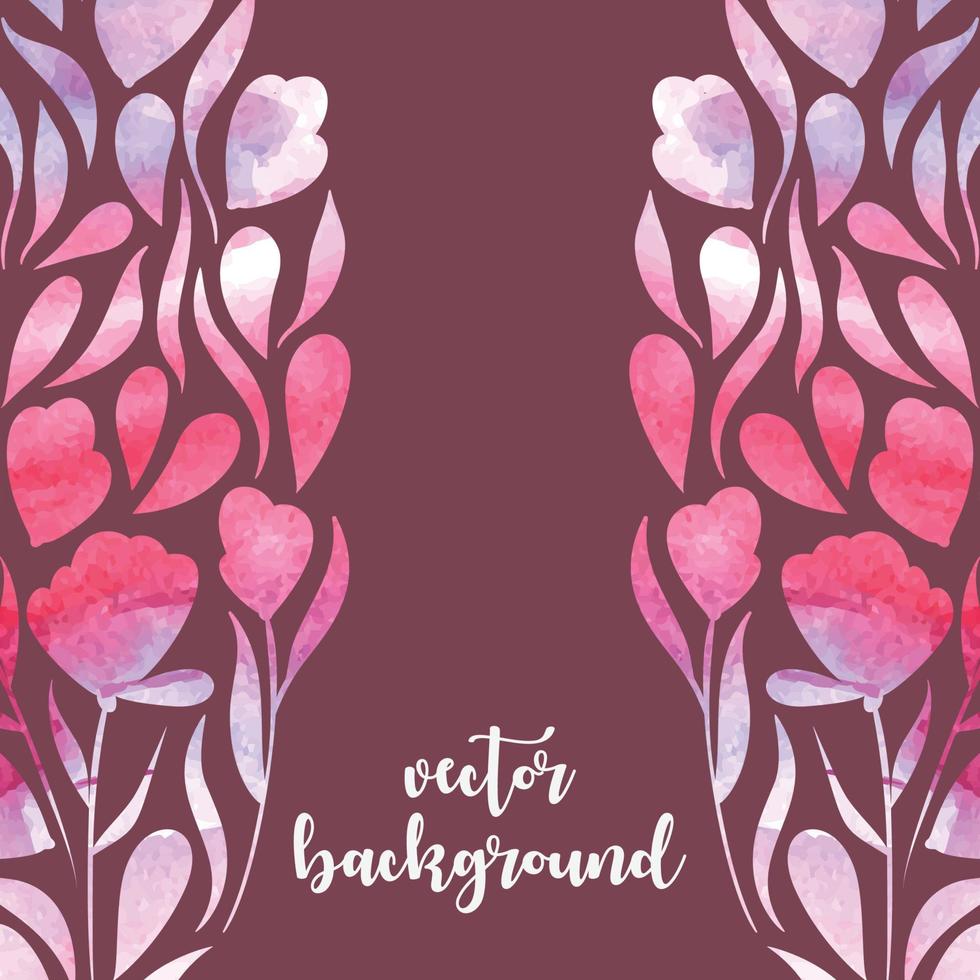 Vector background with watercolor flowers and leaves