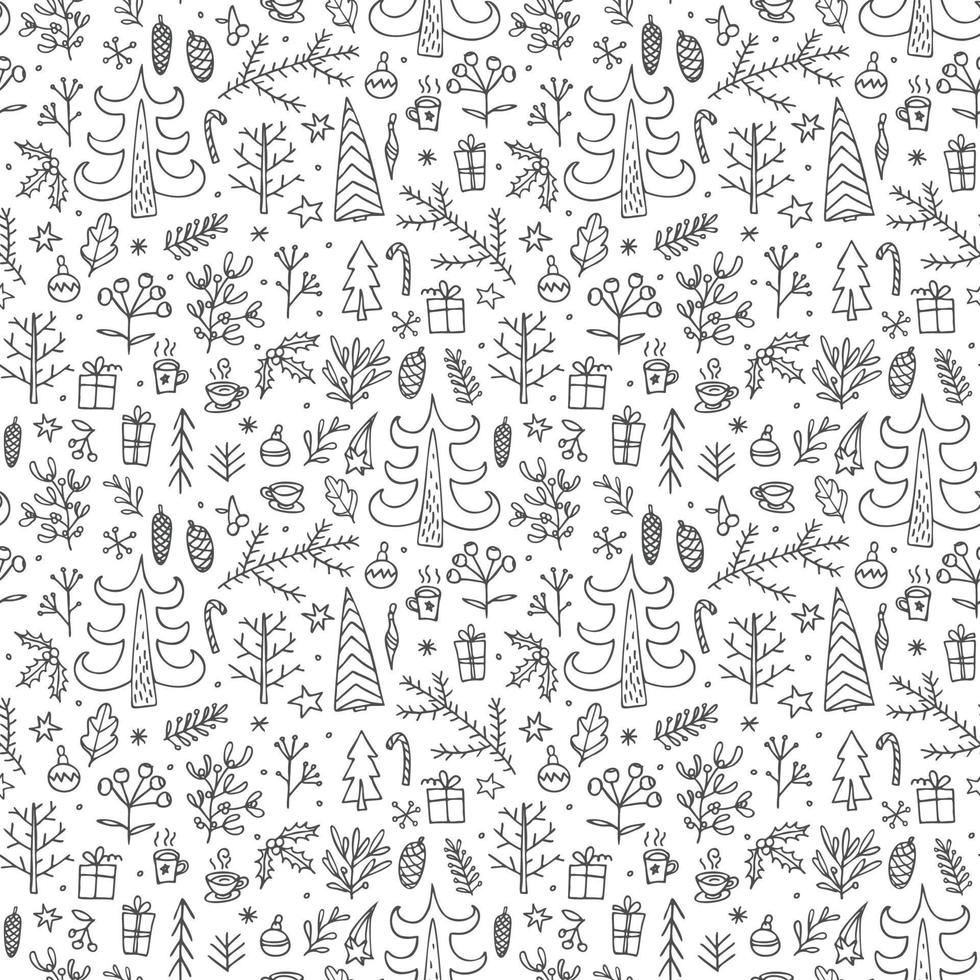 Sketch christmas seamless pattern doodles for wallpaper design vector