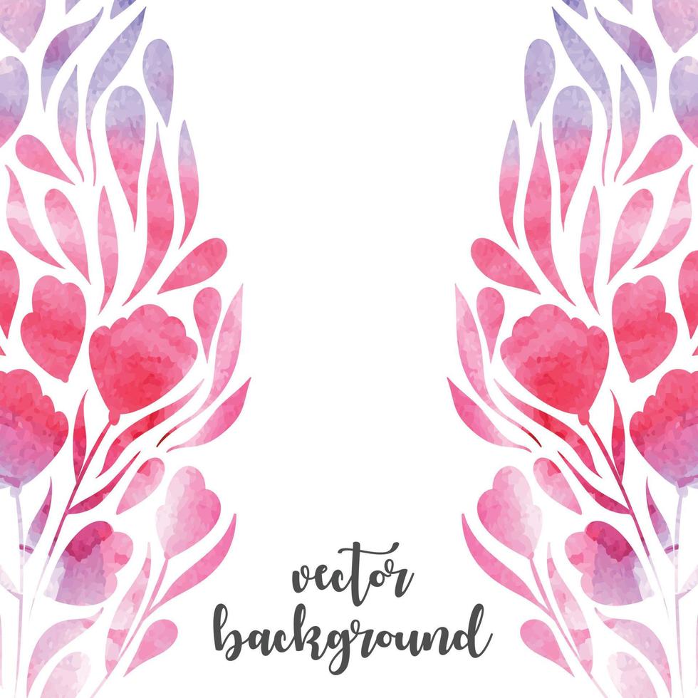 Vector background with watercolor flowers and leaves