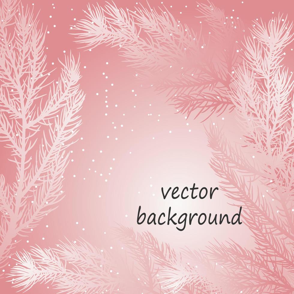 Winter background with snow and coniferous branches. Template for text. vector