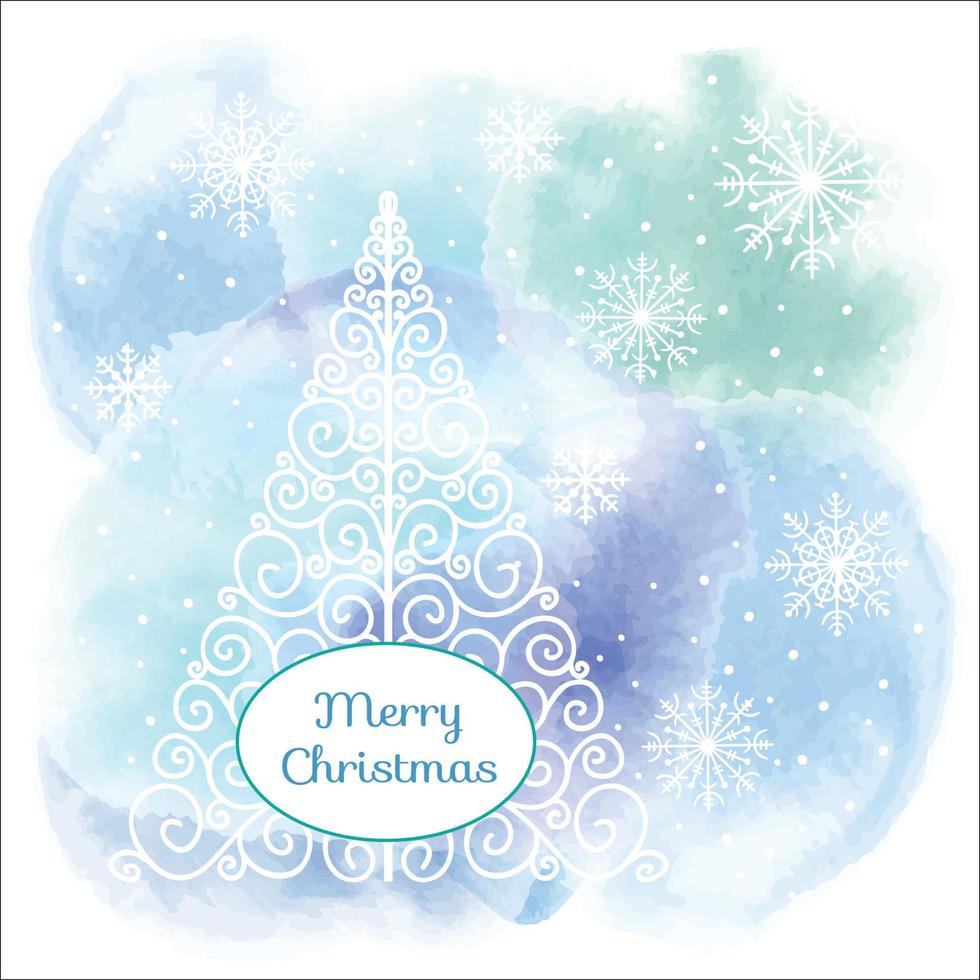 Christmas tree and snowflakes vector