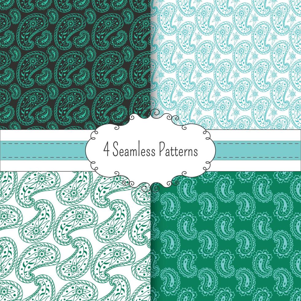 set of patterns with paisley vector