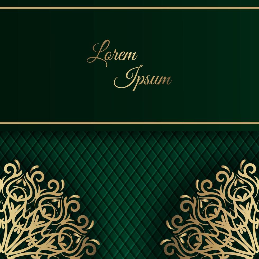 green background, with gold mandala decoration vector