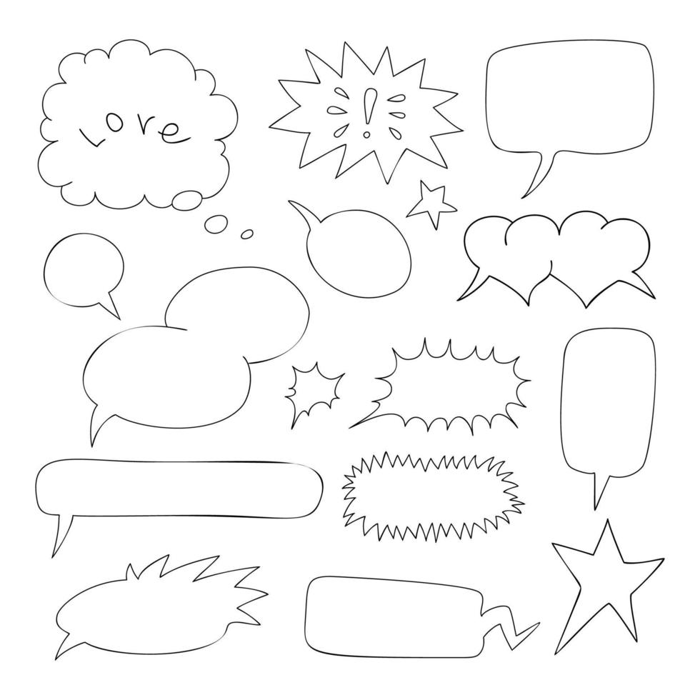 Set of comic speech bubbles. Hand-drawn, vector illustration.