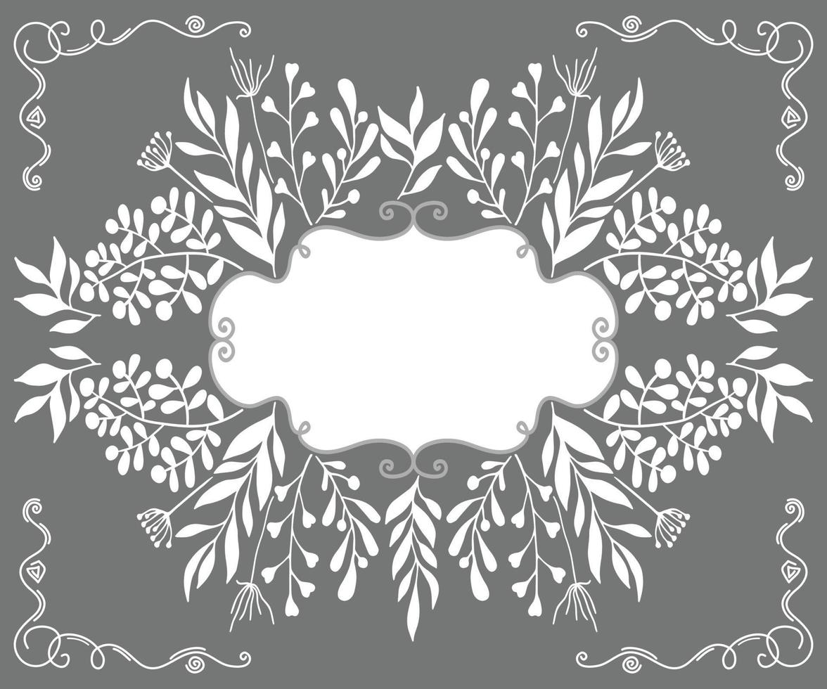 Vector vintage background with floral pattern and template for text.