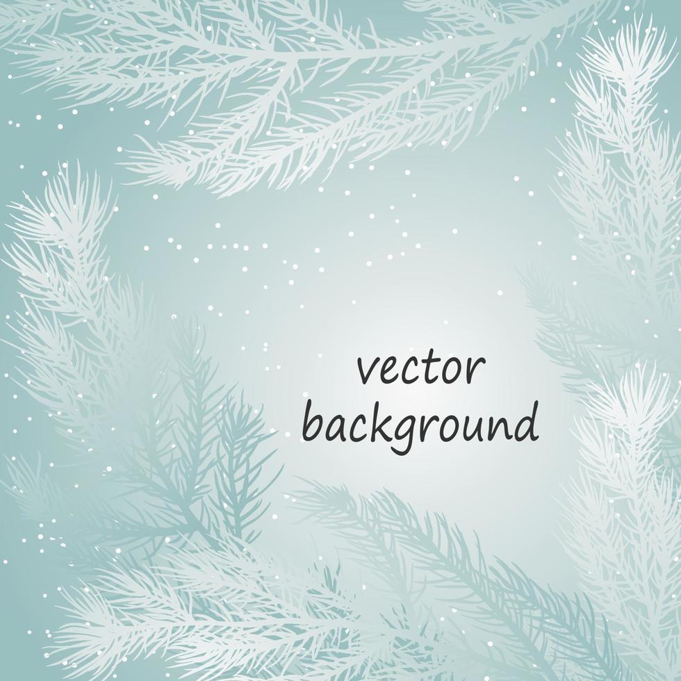 Winter background with snow and coniferous branches. Template for text. vector