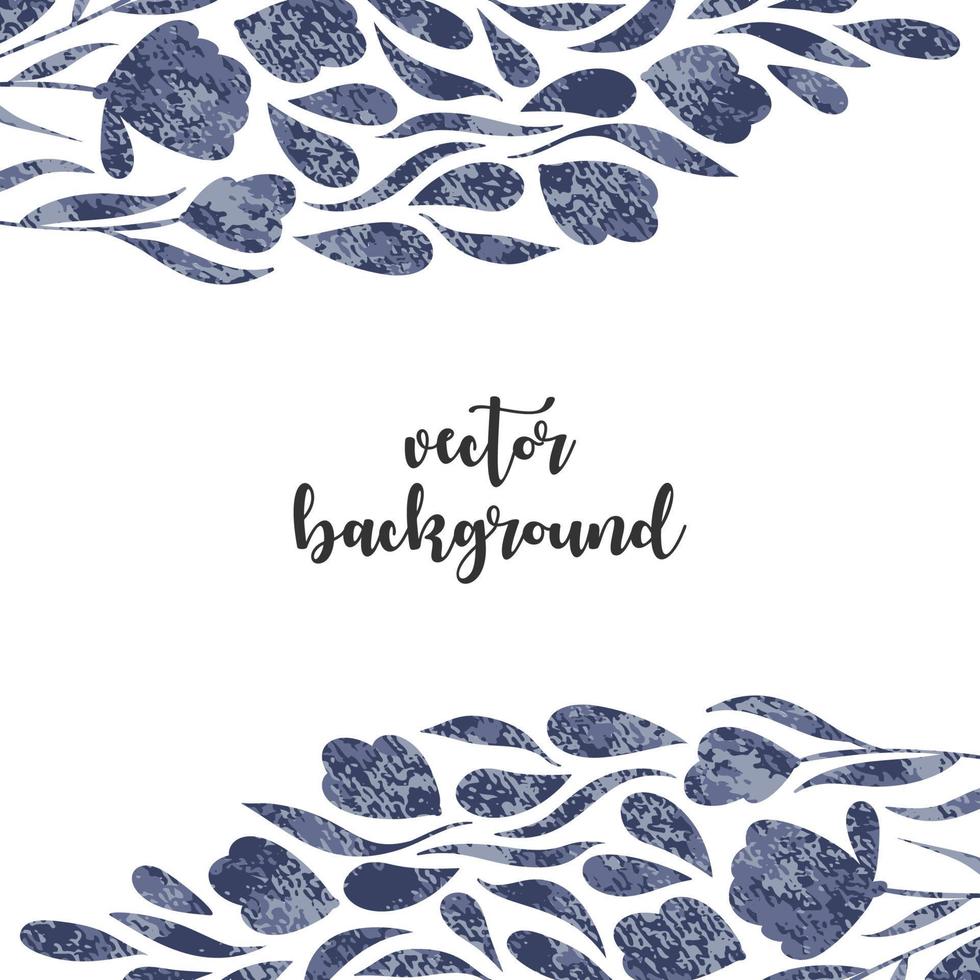 Vector background with denim flowers and leaves