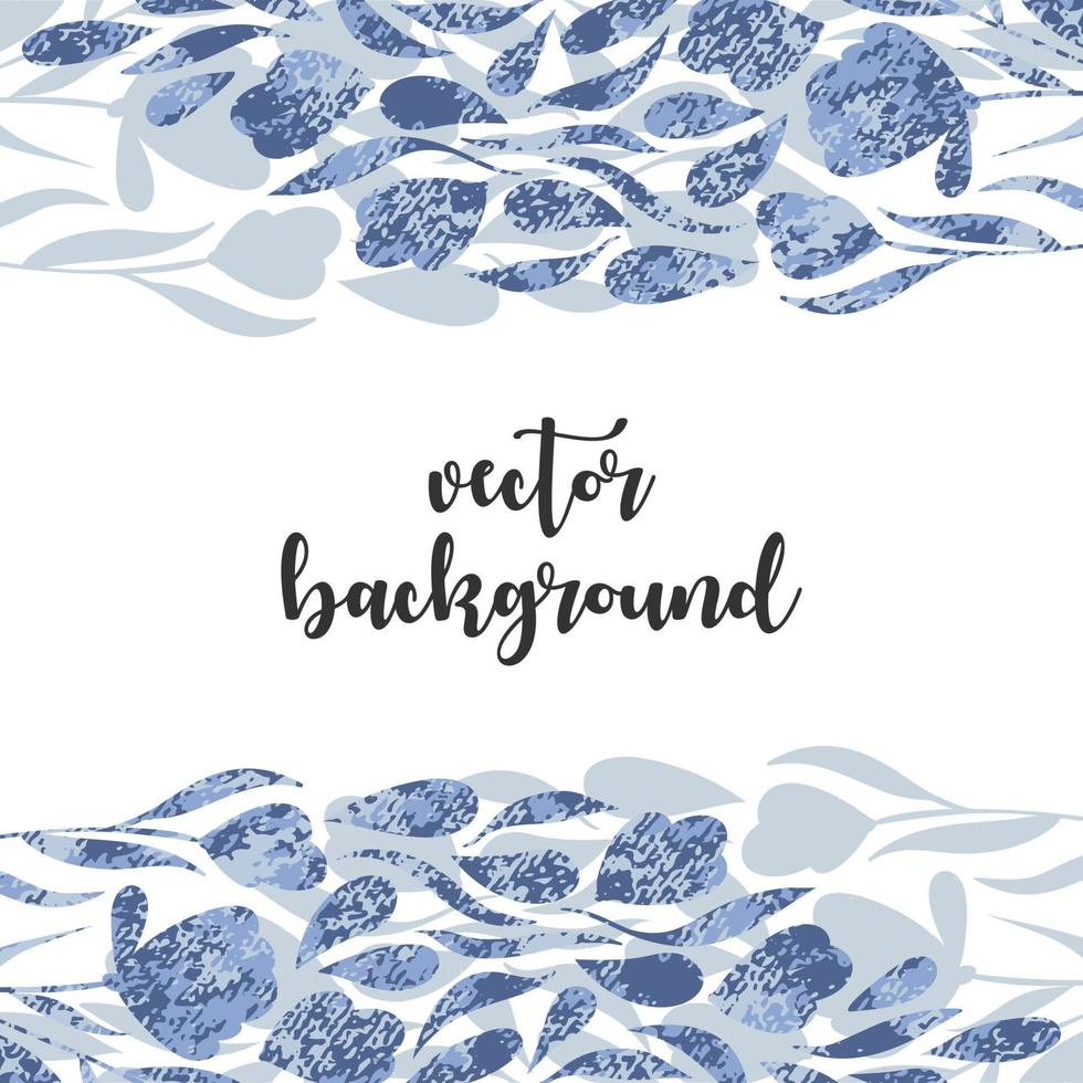 Vector background with denim flowers and leaves