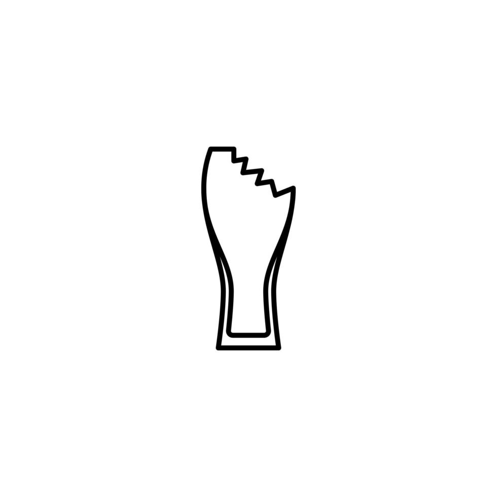crushed wiezenbier glass icon on white background. simple, line, silhouette and clean style. black and white. suitable for symbol, sign, icon or logo vector