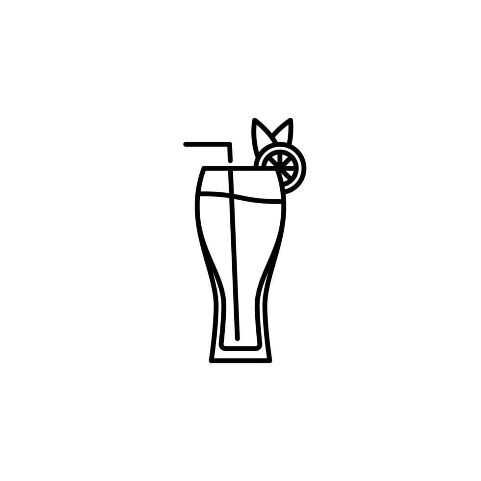 wiezenbier glass icon with straw and lemon slice on white background. simple, line, silhouette and clean style. black and white. suitable for symbol, sign, icon or logo vector