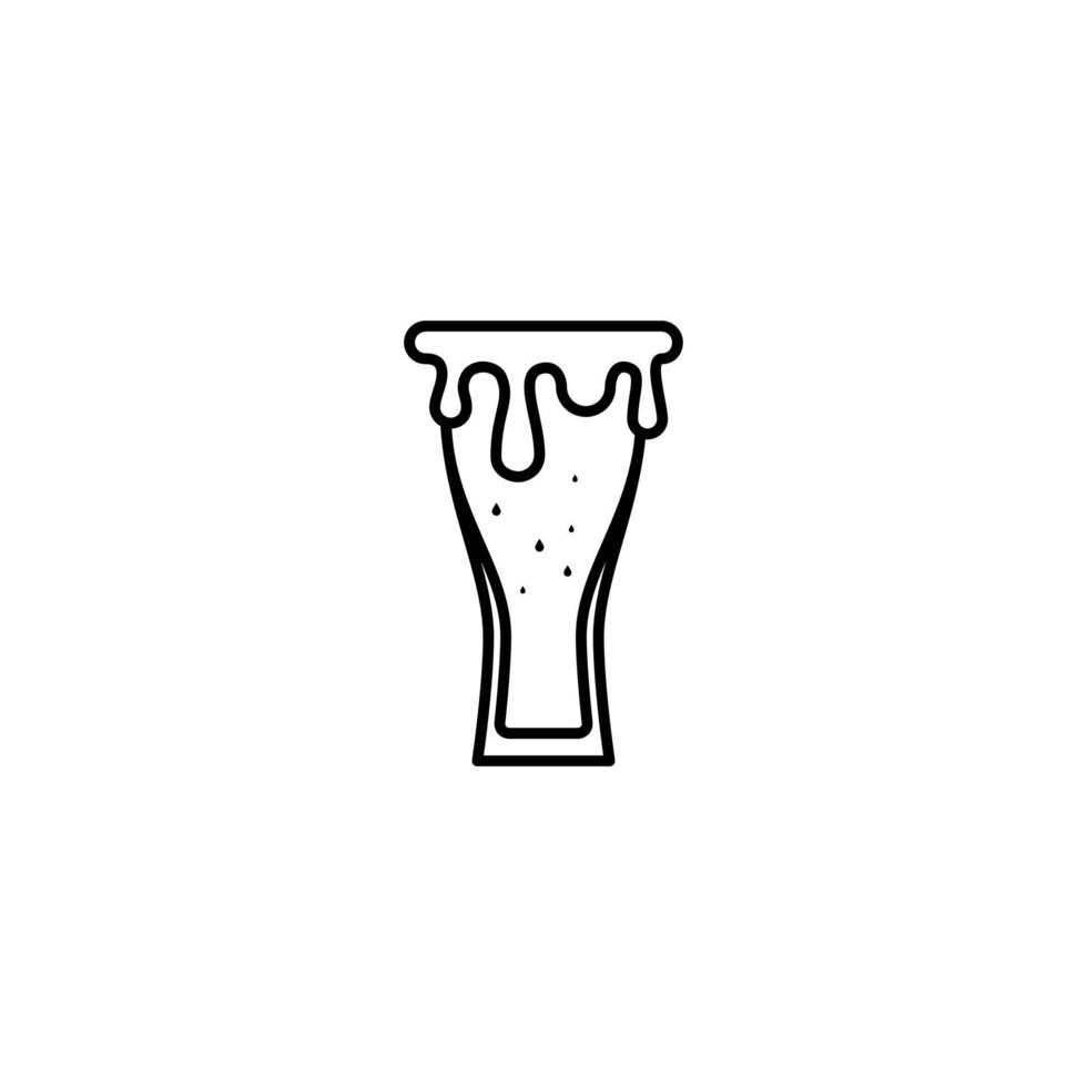 icono de vidrio wiezenbier con exceso de agua sobre fondo blanco. simple, línea, silueta y estilo limpio. en blanco y negro. adecuado para símbolo, signo, icono o logotipo vector