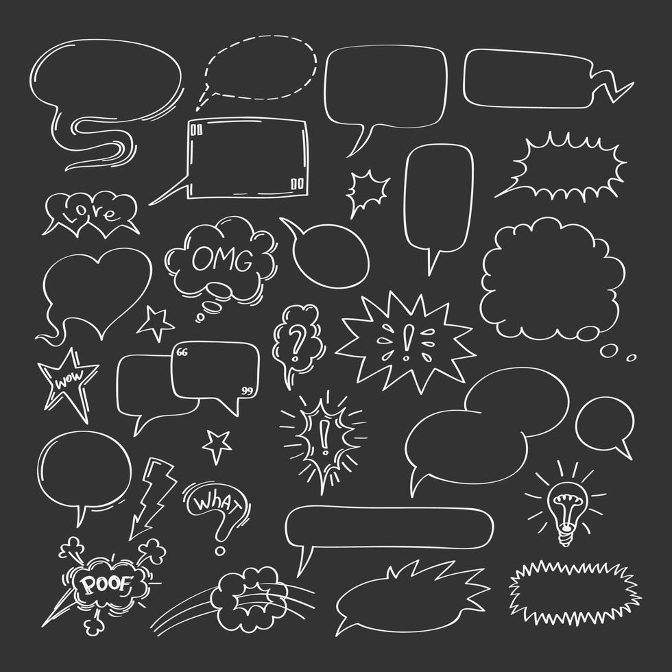 Set of comic speech bubbles. Hand-drawn, vector illustration.