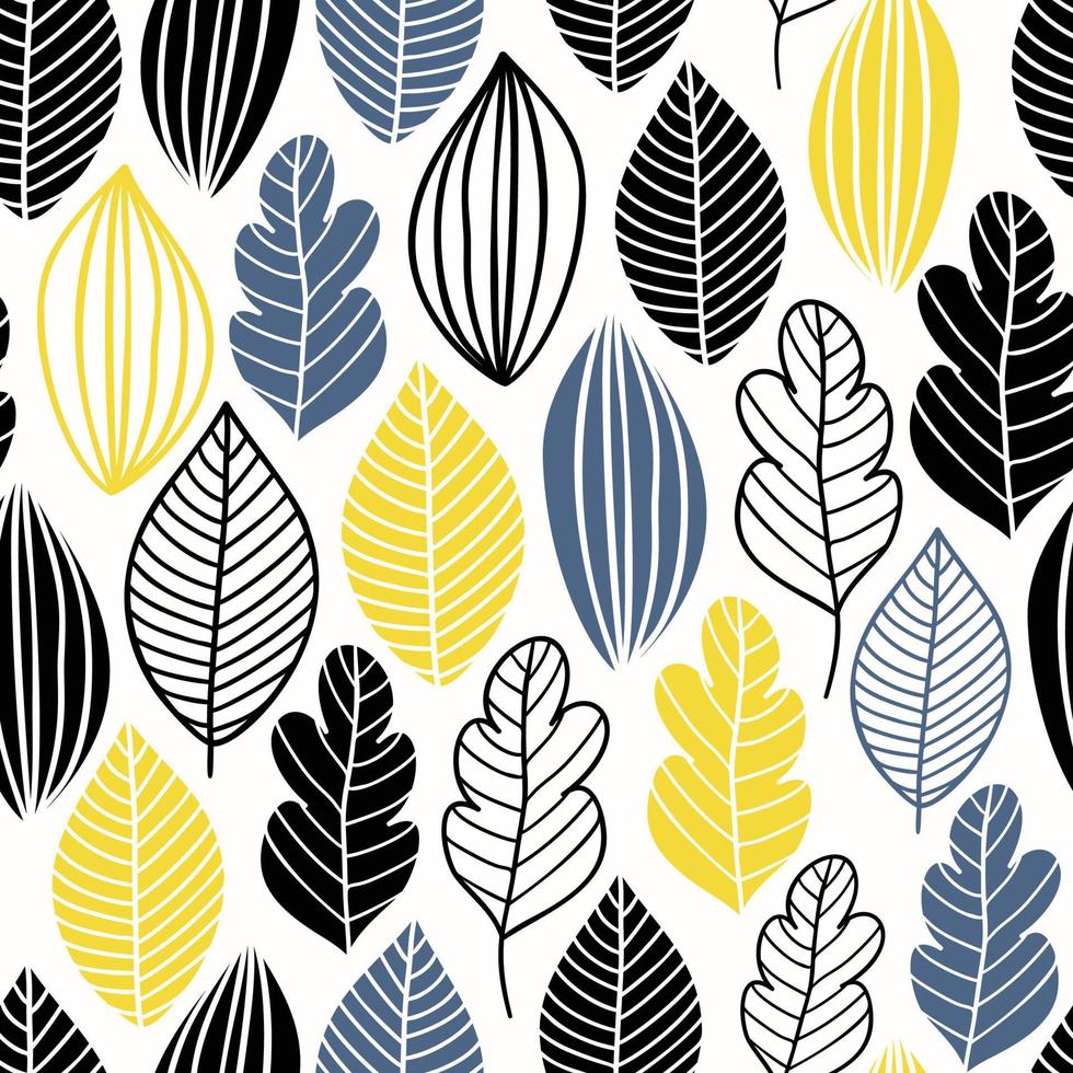 Vector seamless pattern in Scandinavian style with flowers and leaves