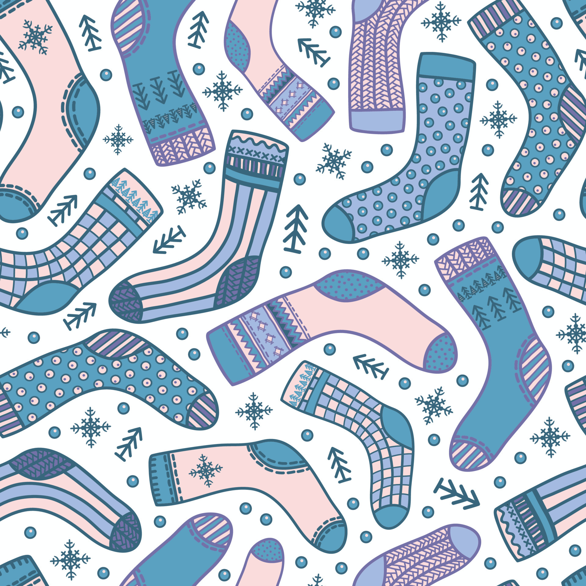 seamless pattern with socks with snowflakes and fir-trees 11559465 ...