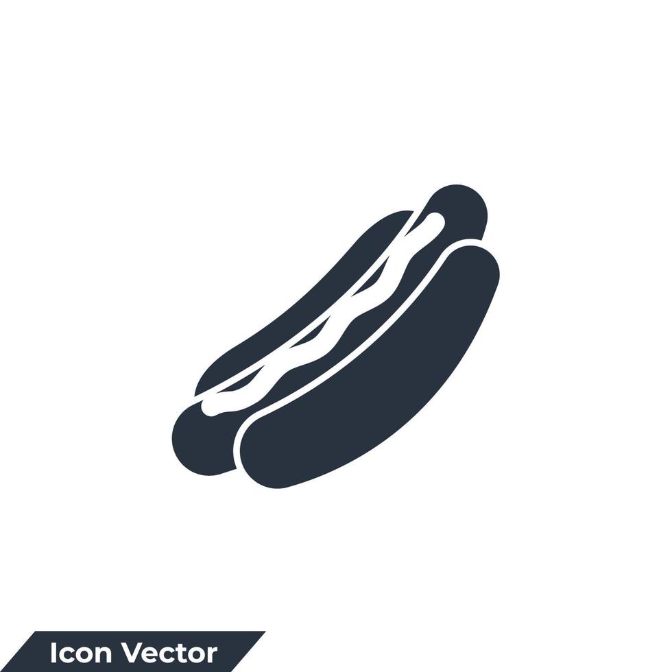 Ilustración de vector de logotipo de icono de perro caliente. plantilla de símbolo de perrito caliente americano delicioso para la colección de diseño gráfico y web