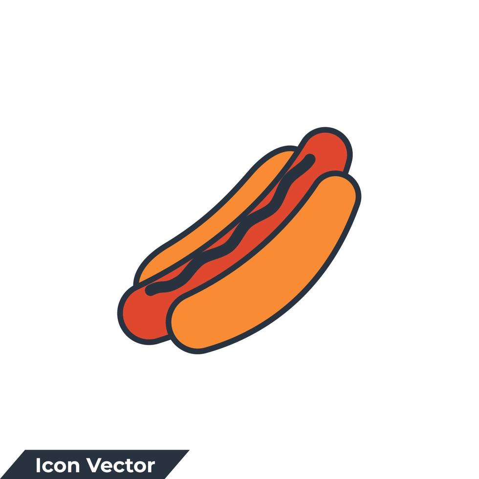 Ilustración de vector de logotipo de icono de perro caliente. plantilla de símbolo de perrito caliente americano delicioso para la colección de diseño gráfico y web