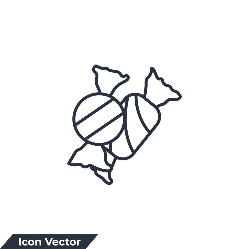 Ilustración de vector de logotipo de icono de bombón de caramelo. plantilla de símbolo de bombón para la colección de diseño gráfico y web