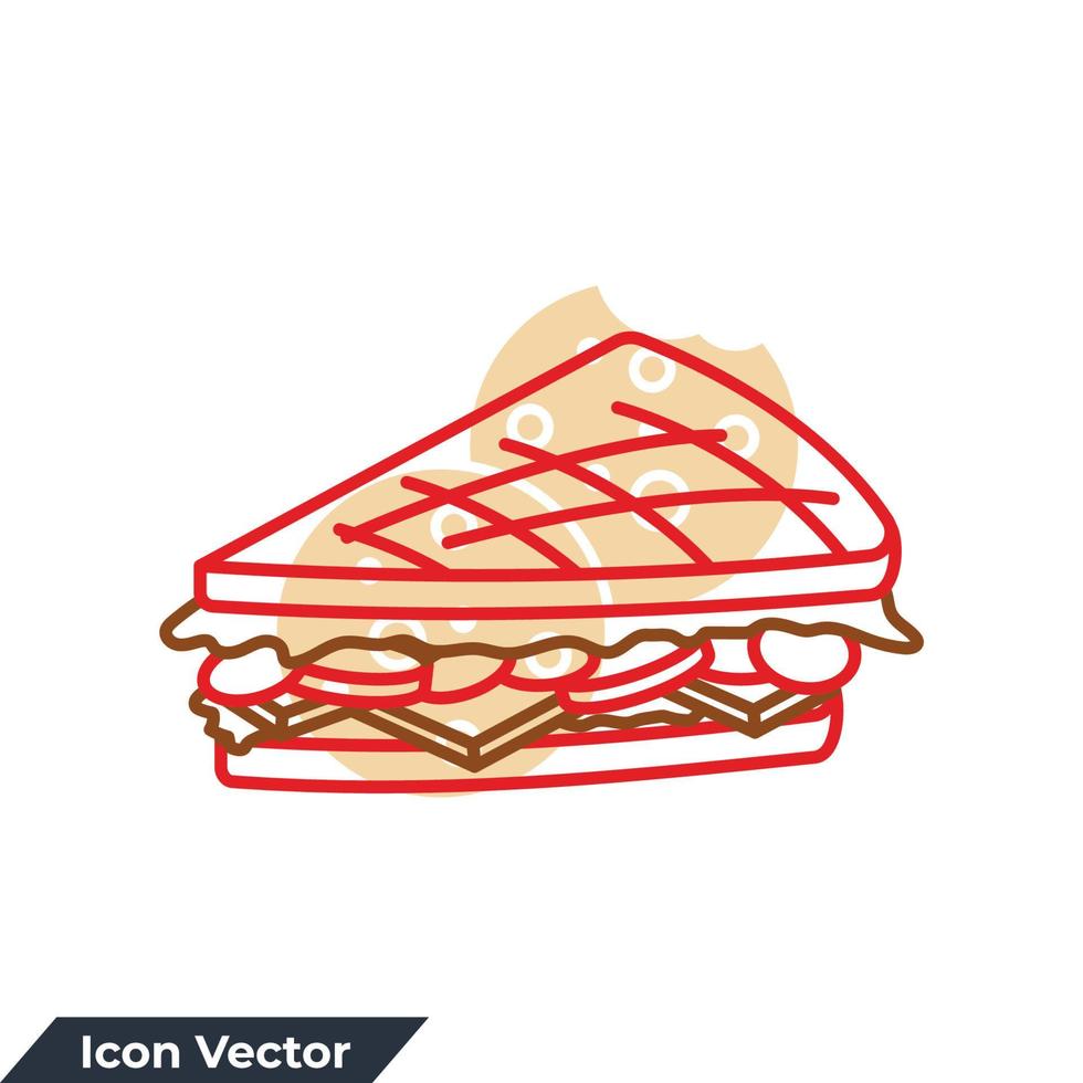 Ilustración de vector de logotipo de icono de sándwich. sándwich para el desayuno y el almuerzo plantilla de símbolos para la colección de diseño gráfico y web