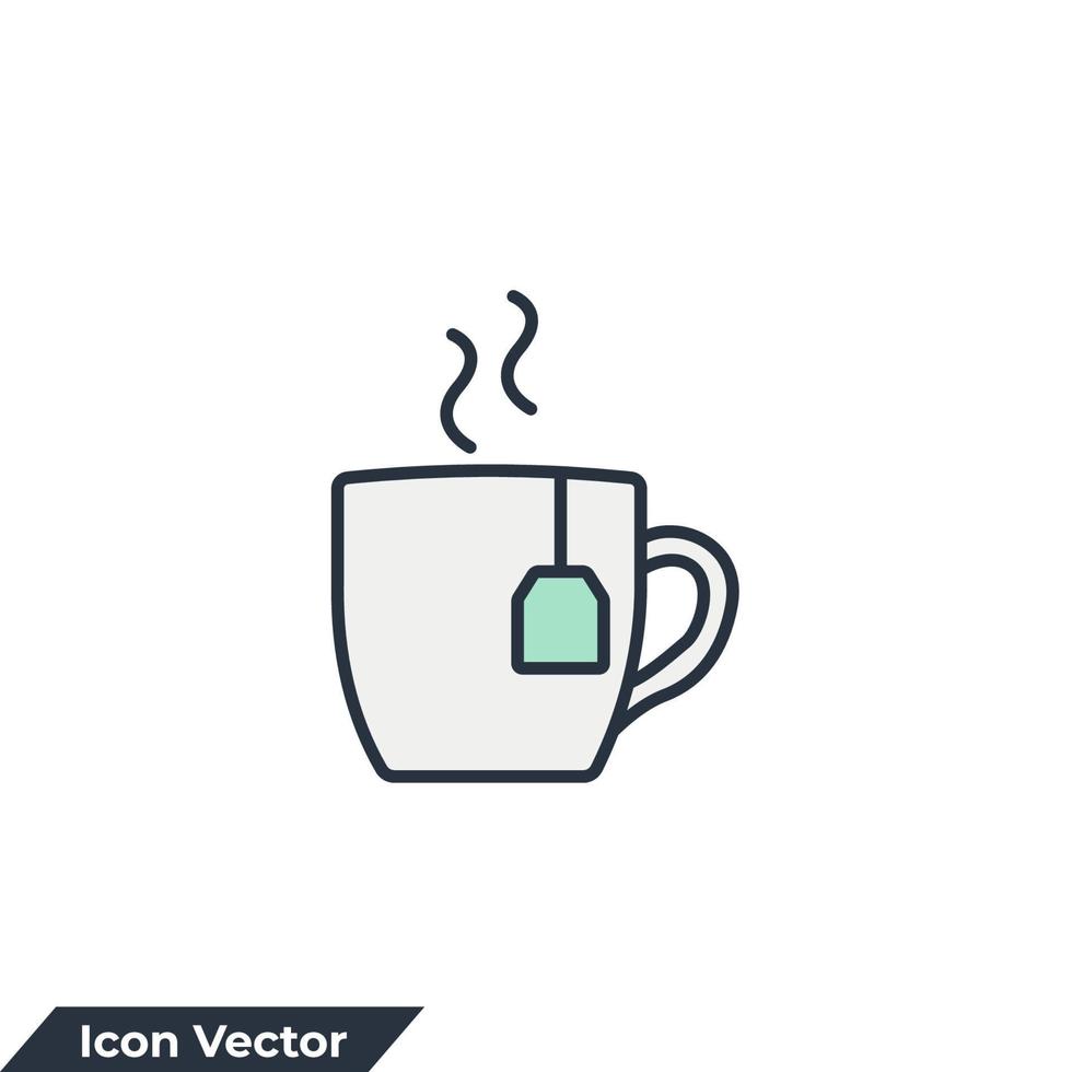 tea cup icon logo vector illustration. cup with tea bag symbol template for graphic and web design collection