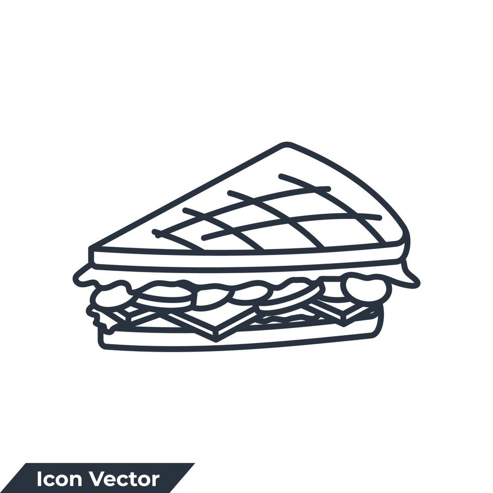 Ilustración de vector de logotipo de icono de sándwich. sándwich para el desayuno y el almuerzo plantilla de símbolos para la colección de diseño gráfico y web