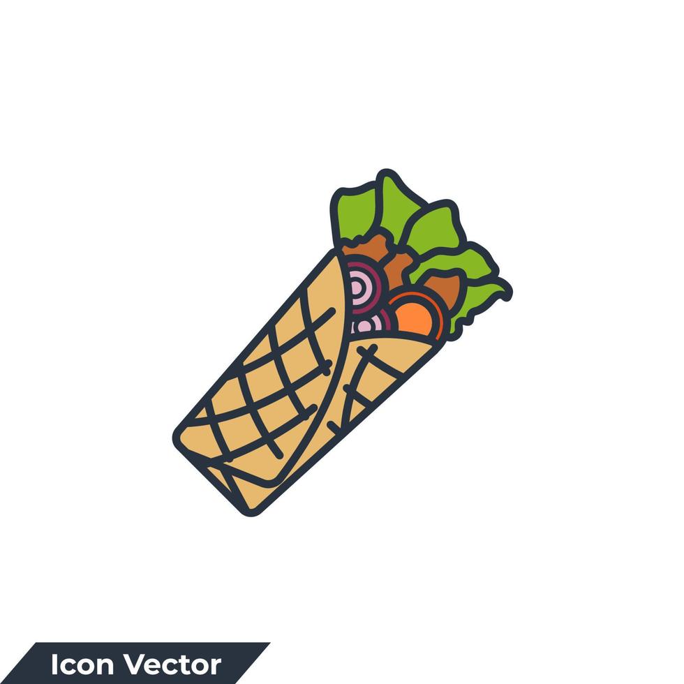 Ilustración de vector de logotipo de icono de sándwich de shawerma. plantilla de símbolo de shawarma para la colección de diseño gráfico y web