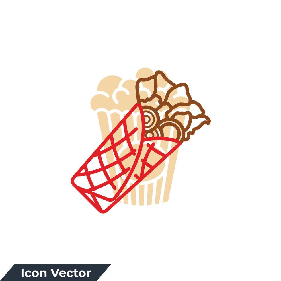 Ilustración de vector de logotipo de icono de sándwich de shawerma. plantilla de símbolo de shawarma para la colección de diseño gráfico y web