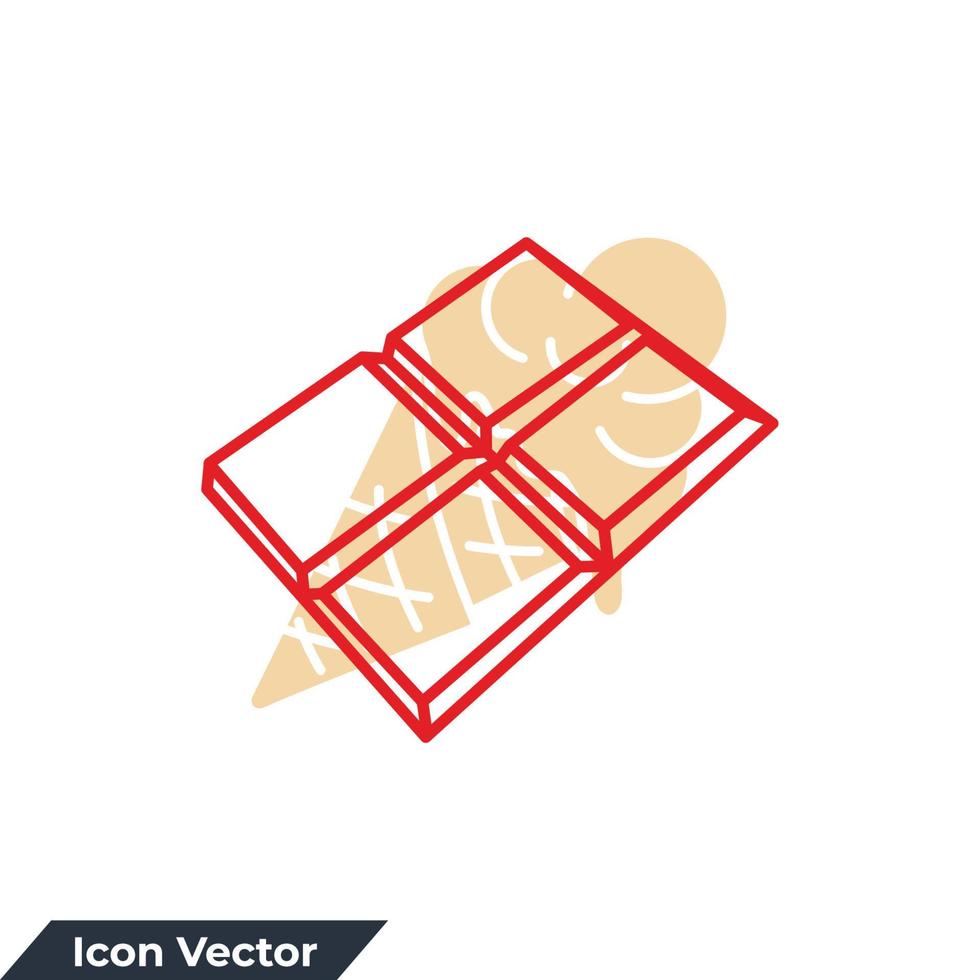 Ilustración de vector de logotipo de icono de barra de chocolate. plantilla de símbolo de barra de chocolate para la colección de diseño gráfico y web