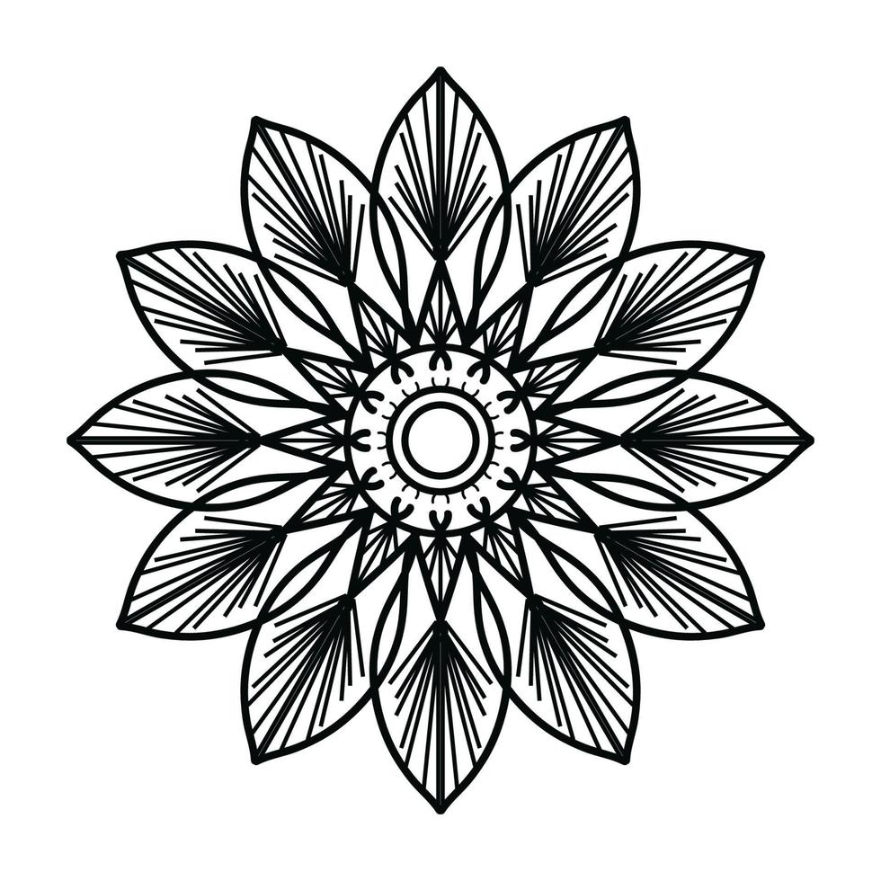 fondo de diseño de mandala ornamental negro, diseño de mandala, diseño de papel tapiz de arte de libro de colores de patrón de mandala, mandala en blanco y negro vector