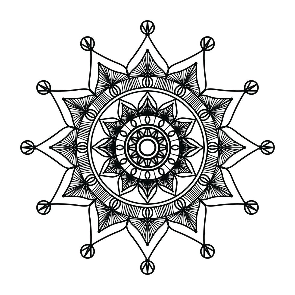 fondo de diseño de mandala ornamental negro, diseño de mandala, diseño de papel tapiz de arte de libro de colores de patrón de mandala, mandala en blanco y negro vector