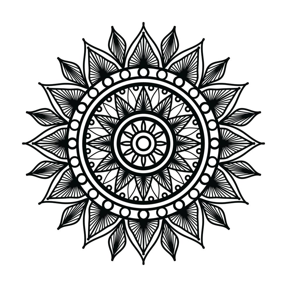 fondo de diseño de mandala ornamental negro, diseño de mandala, diseño de papel tapiz de arte de libro de colores de patrón de mandala, mandala en blanco y negro vector