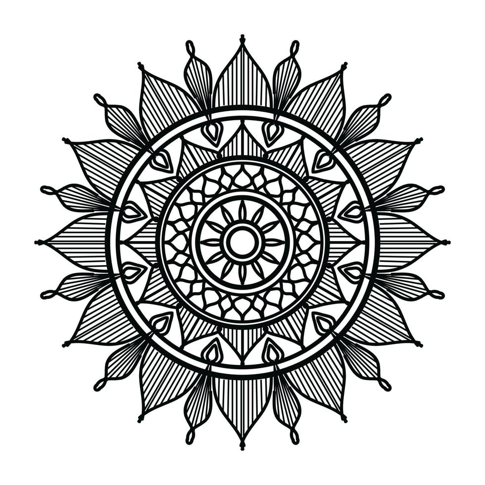 fondo de diseño de mandala ornamental negro, diseño de mandala, diseño de papel tapiz de arte de libro de colores de patrón de mandala, mandala en blanco y negro vector