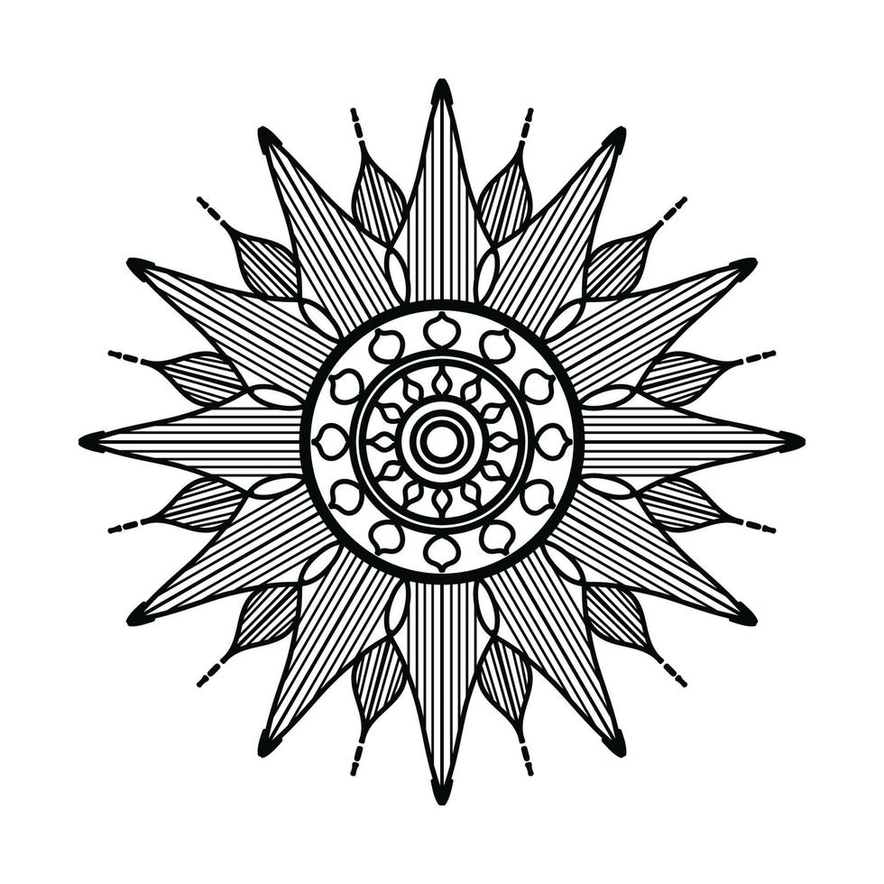 fondo de diseño de mandala ornamental negro, diseño de mandala, diseño de papel tapiz de arte de libro de colores de patrón de mandala, mandala en blanco y negro vector