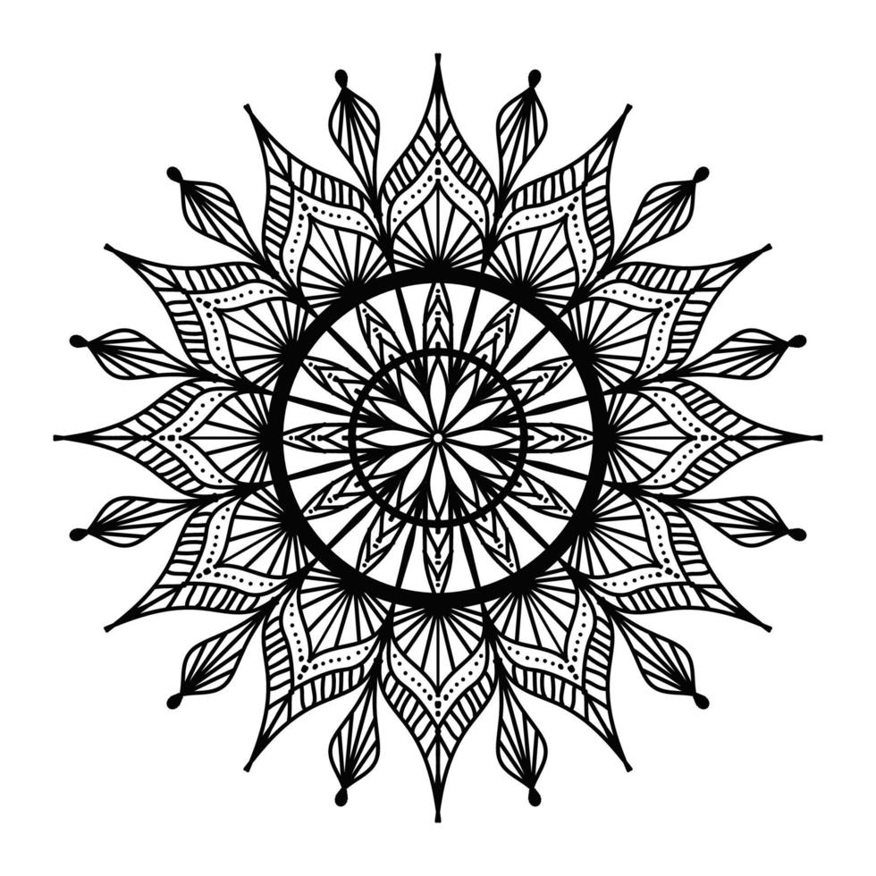 fondo de diseño de mandala ornamental negro, diseño de mandala, diseño de papel tapiz de arte de libro de colores de patrón de mandala, mandala en blanco y negro vector