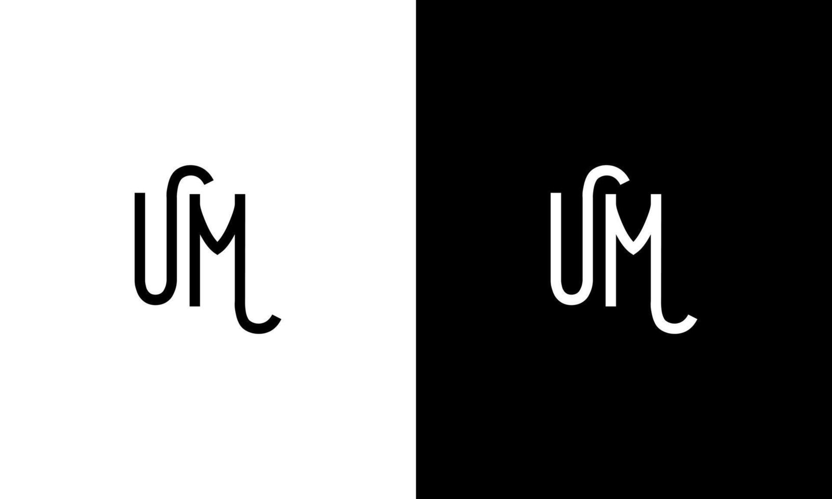 UM logo design. Letter UM logo design. UM logo icon design in black and white colors free vector template.