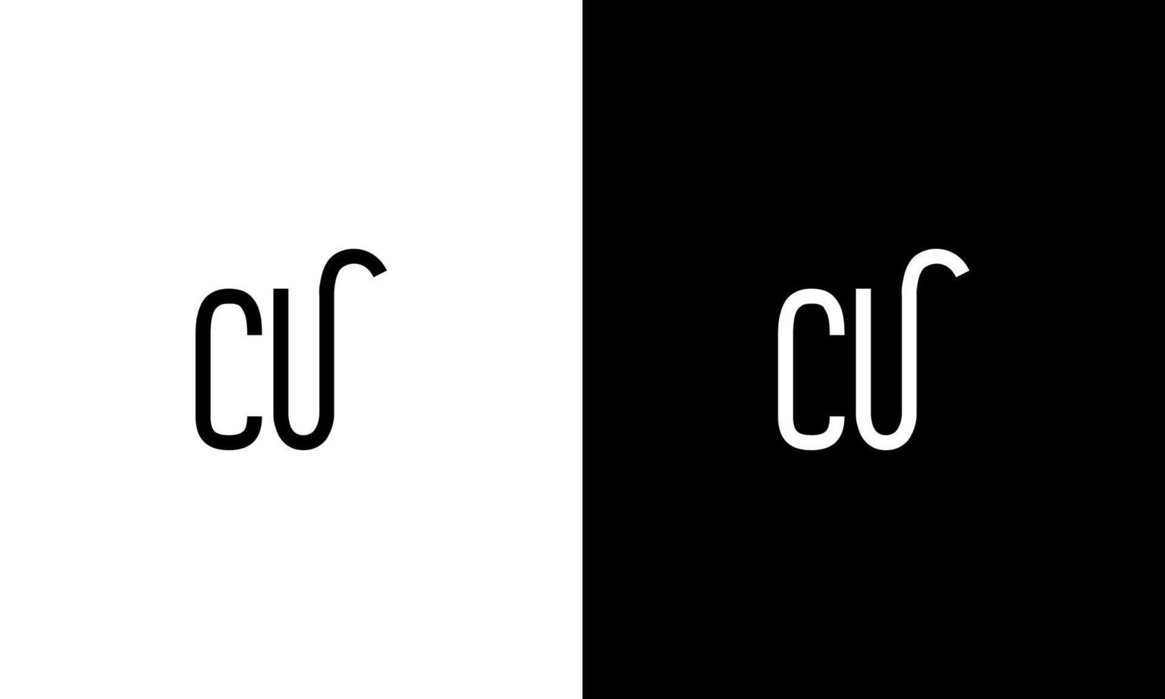 CU logo design. Letter CU logo design. CU logo icon design in black and white colors free vector template.