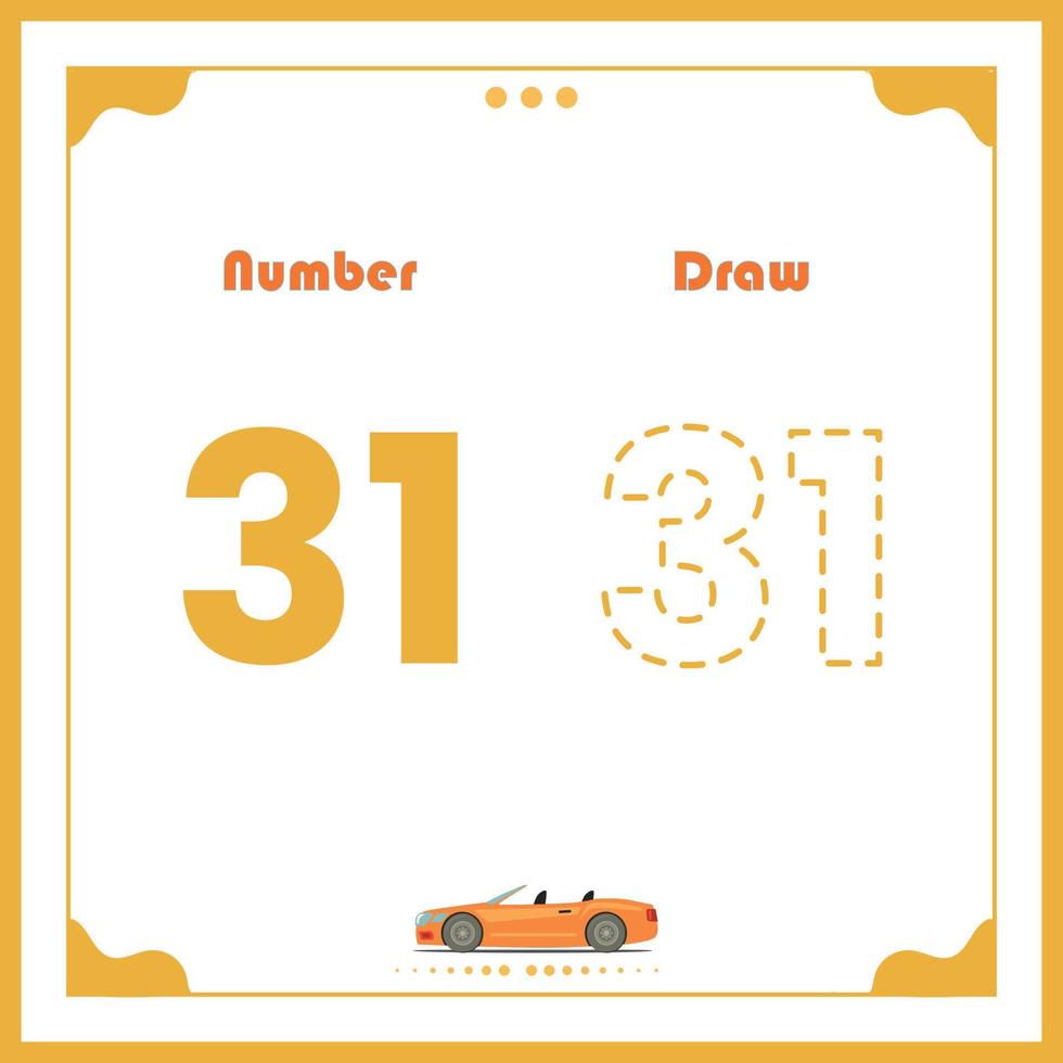 Number Drawing for Kids Fun Outline Vector Preschool Number Illustration for Kids Learning Activity for Back to School Number Coloring Book