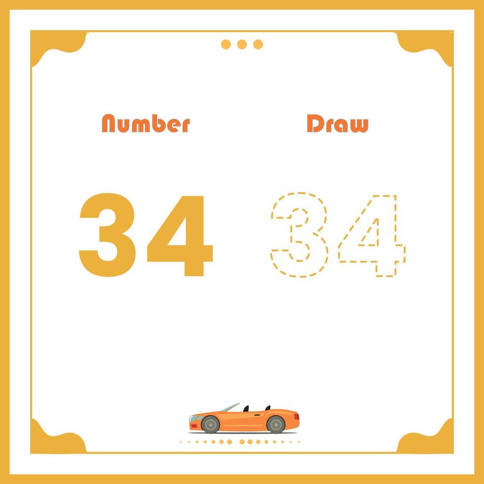 Number Drawing for Kids Fun Outline Vector Preschool Number Illustration for Kids Learning Activity for Back to School Number Coloring Book