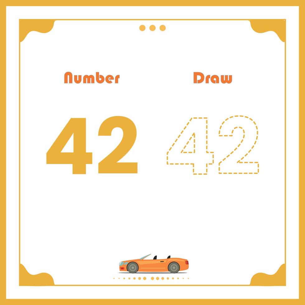 Number Drawing for Kids Fun Outline Vector Preschool Number Illustration for Kids Learning Activity for Back to School Number Coloring Book