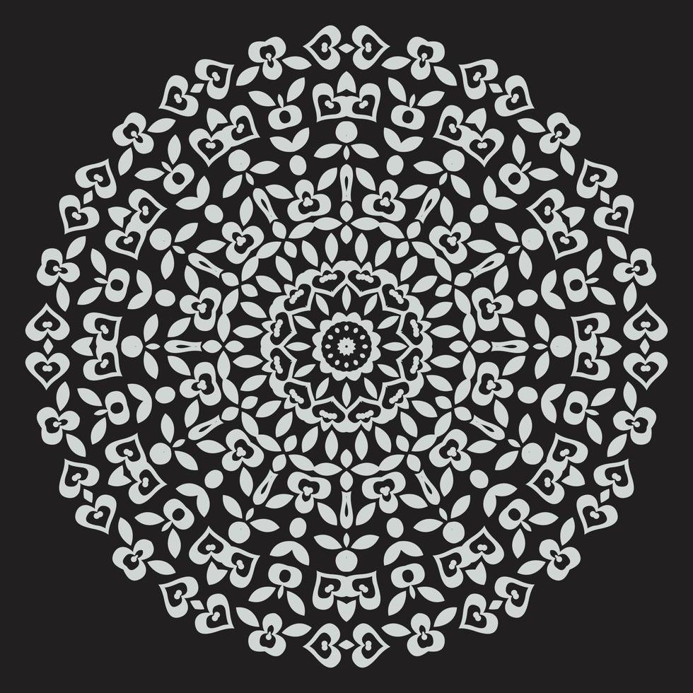 Mandala Pattern in black background.Editable Color. vector