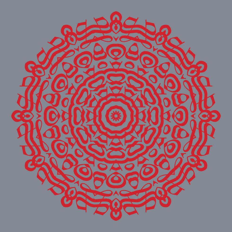 Red color Floral Mandala Pattern in Grey Background. vector