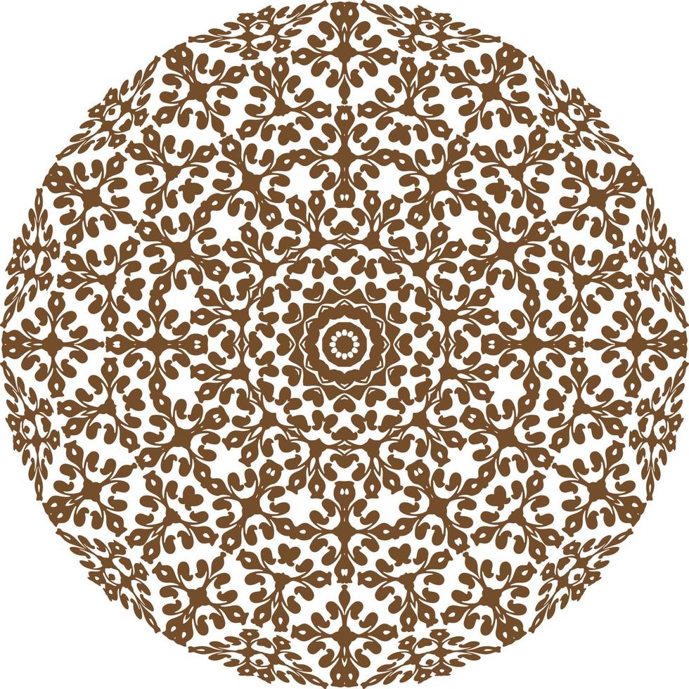 Deep Brown Color Mandala on white isolated background. vector