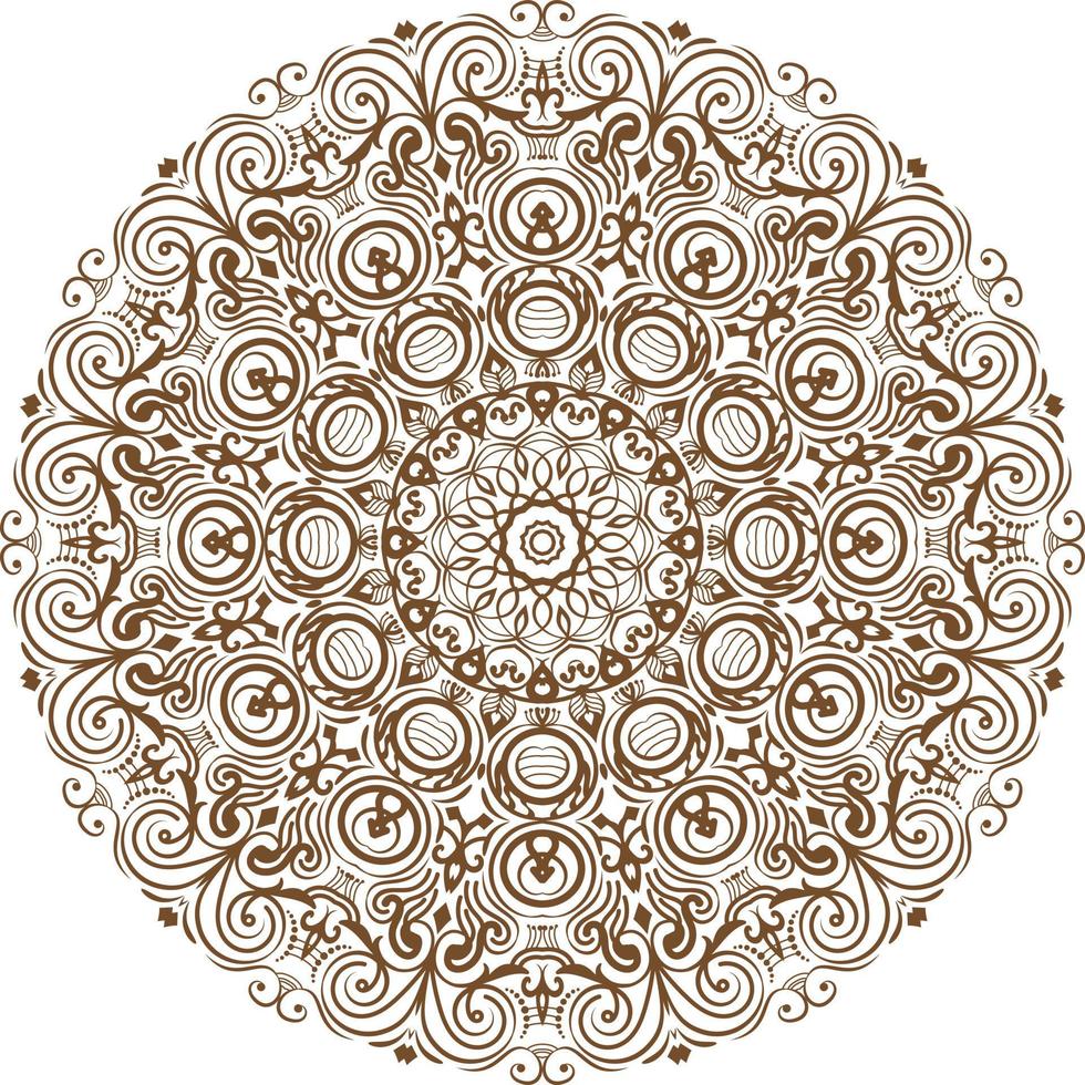 Deep Brown Color Mandala on white isolated background. vector